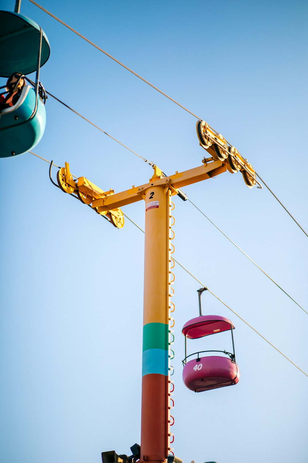 yellow and brown utility tower