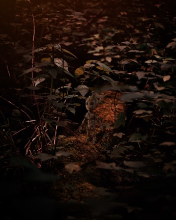 Charming character running through a whimsical forest in an adventure game.