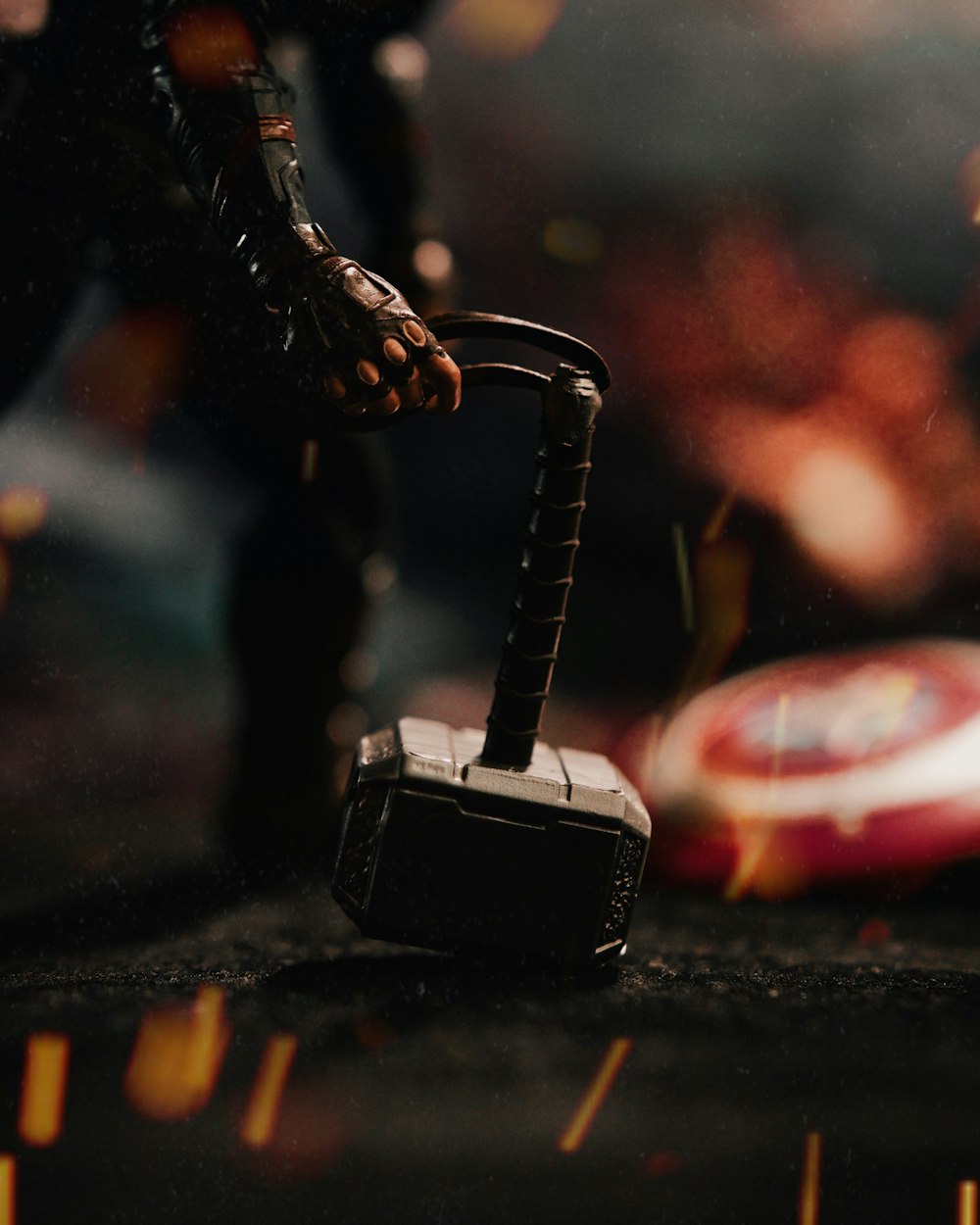 shallow focus photography Marvel Thor Hammer