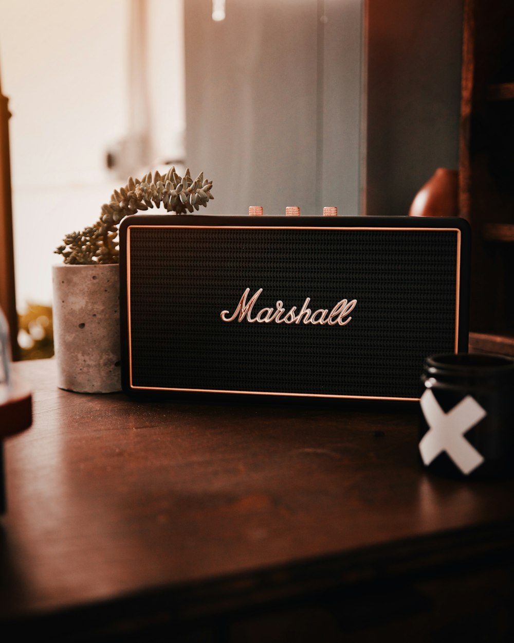 black Marshall speaker