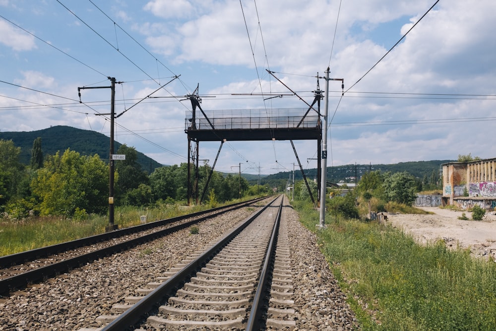 gray metal train railings