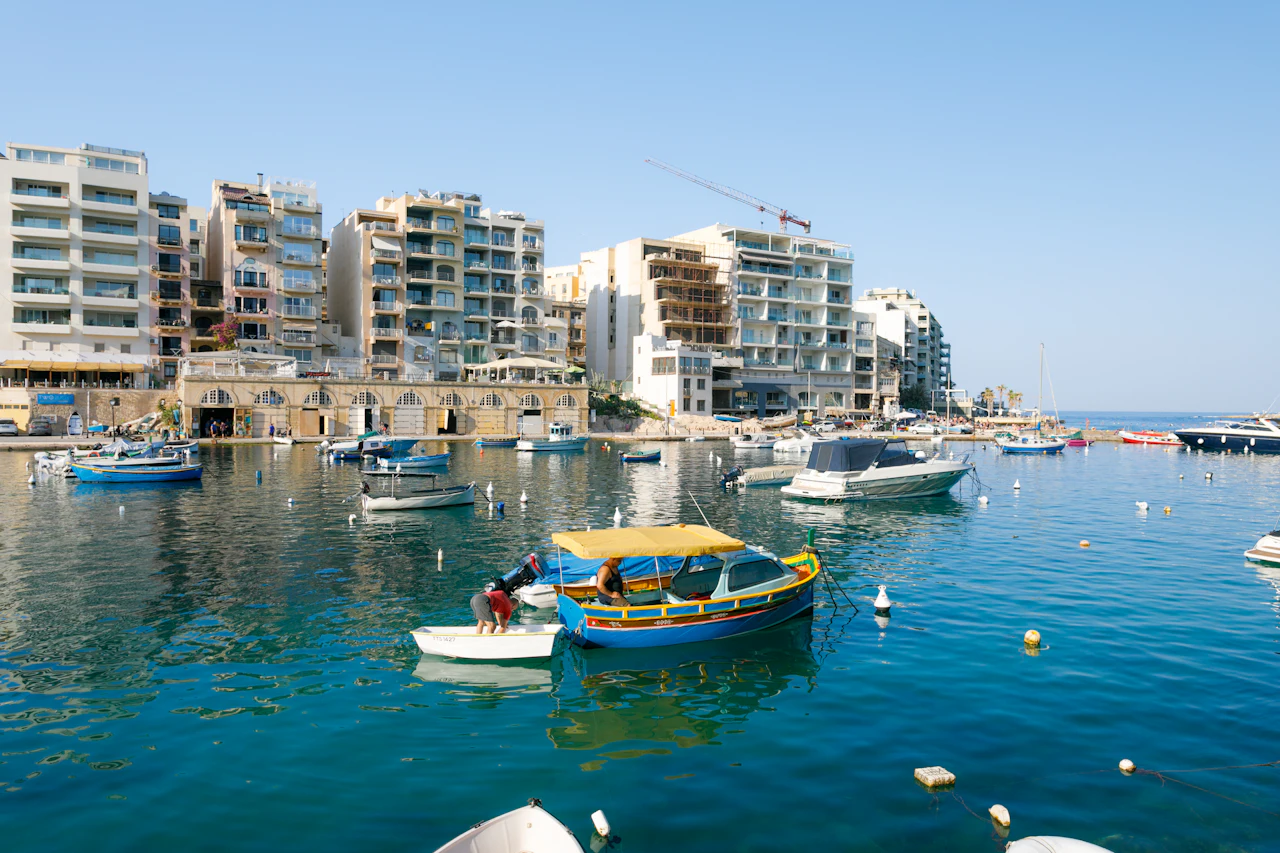 Traditional boats in a Maltese harbour