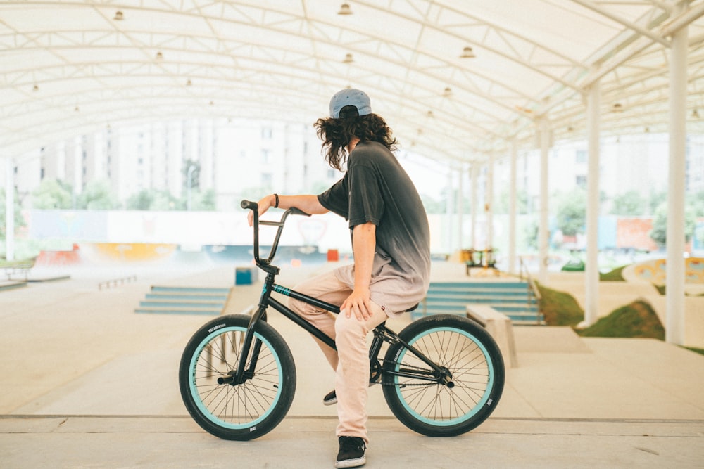 man riding bike