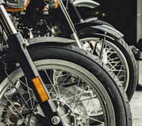 Close-up of high-quality motocross bike parts and accessories neatly arranged