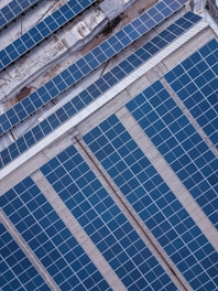 blue solar panel lot
