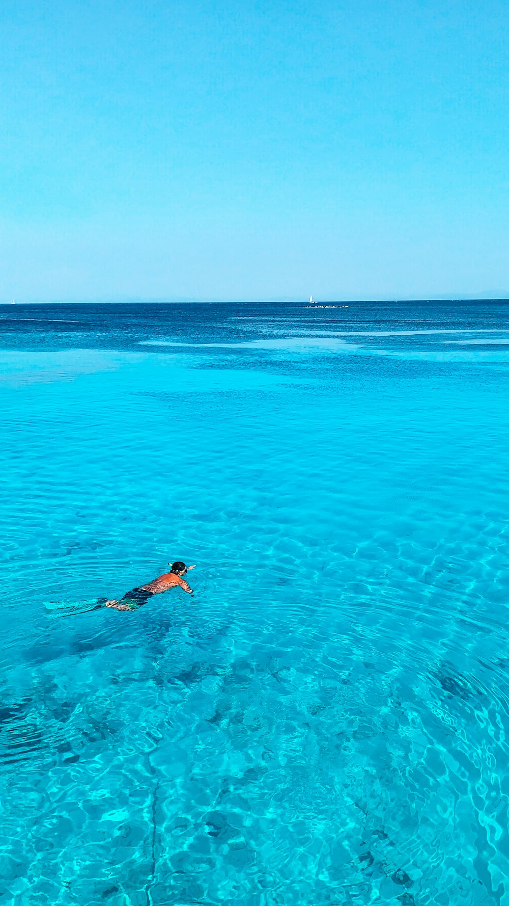 a person swimming in a large body of water