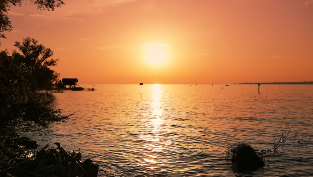 calm sea during sunset