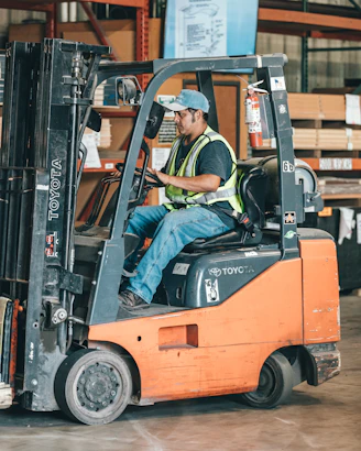 red forklift