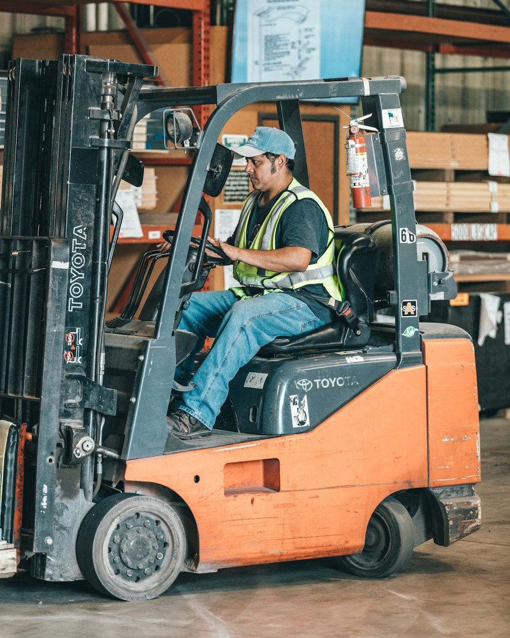 red forklift