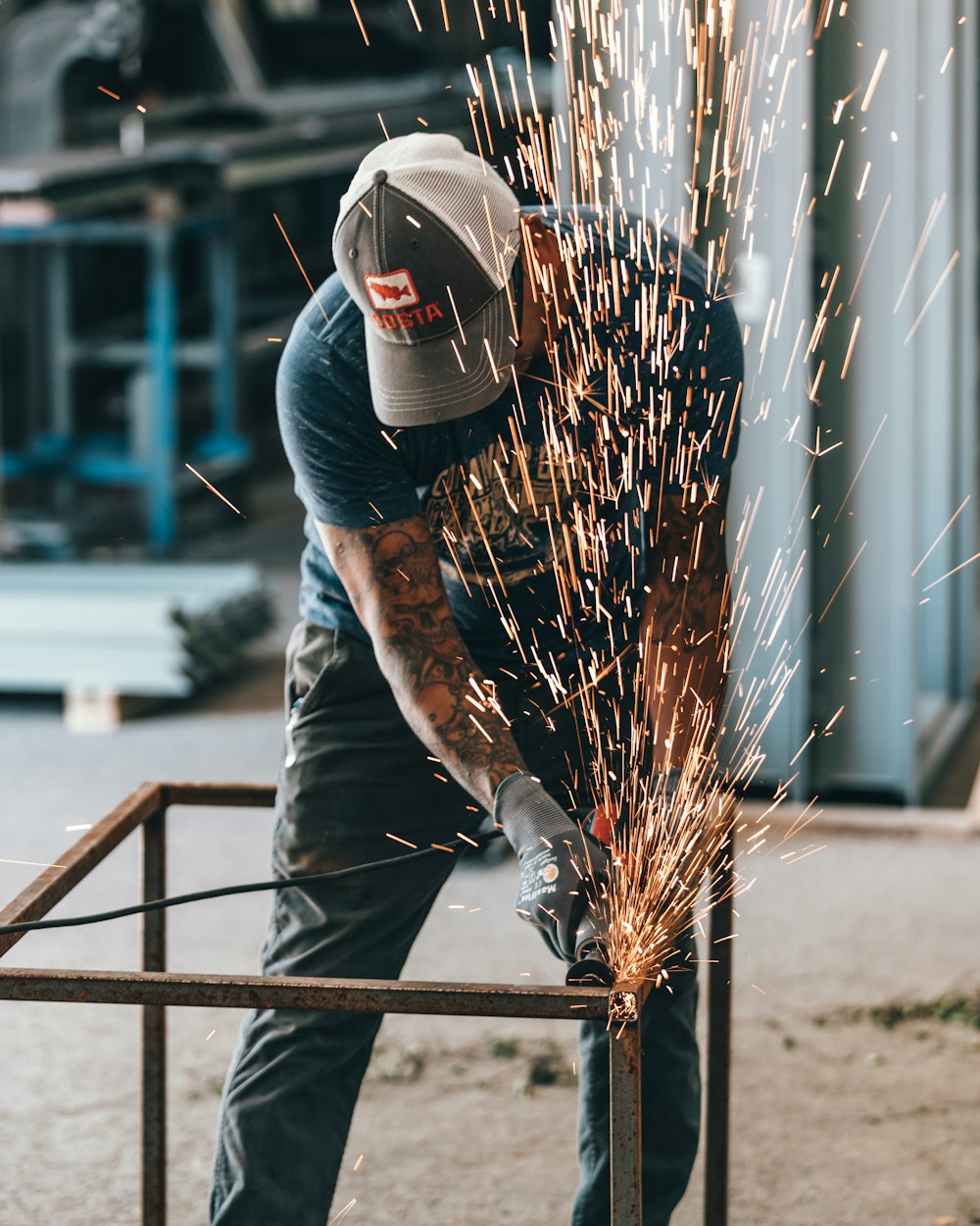 man holding grinder