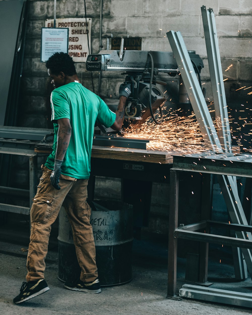 man working with industrial machine