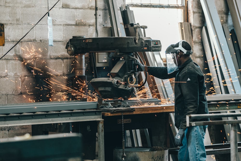 man working on tools