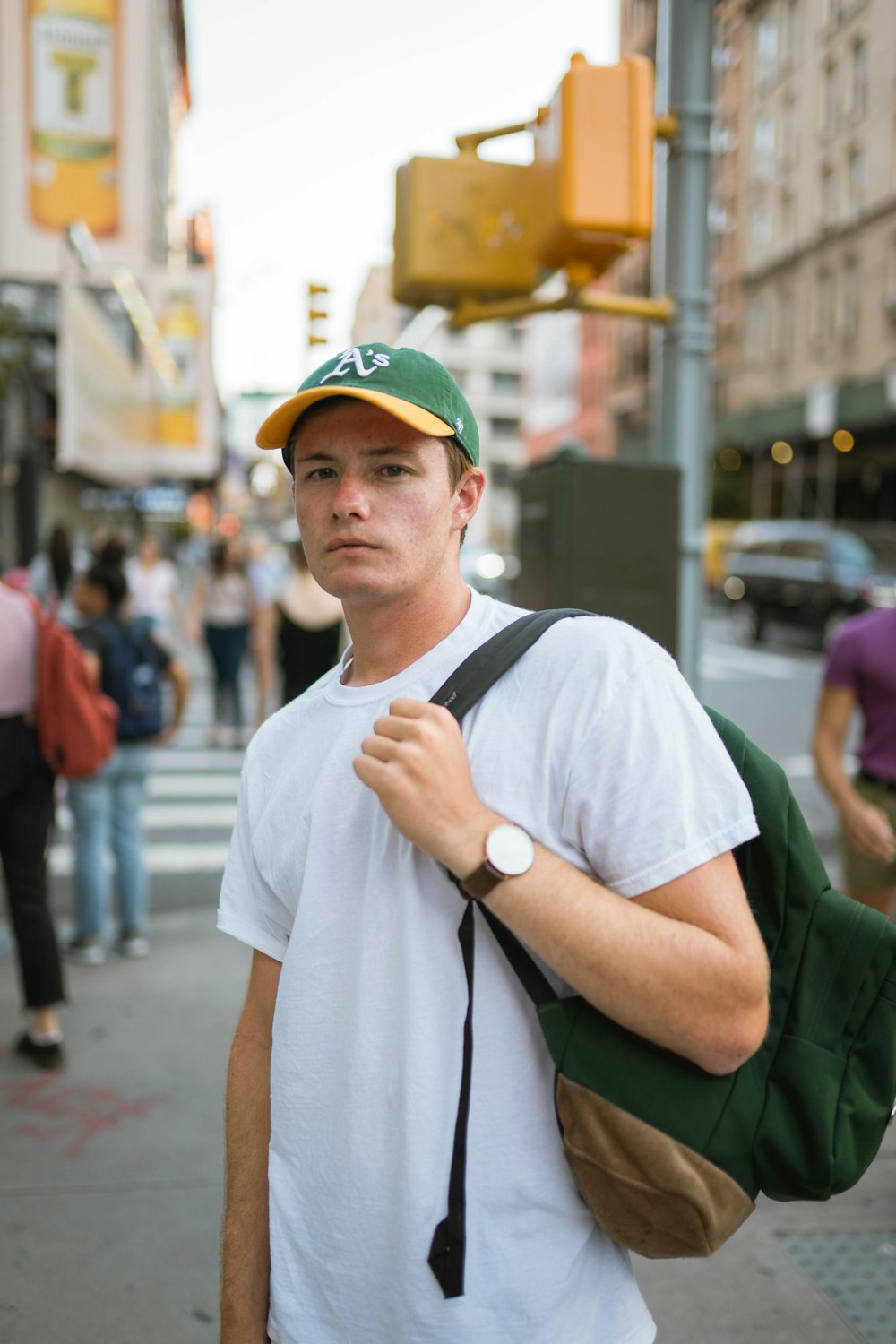 selective focus photography of white crew-neck t-shirt