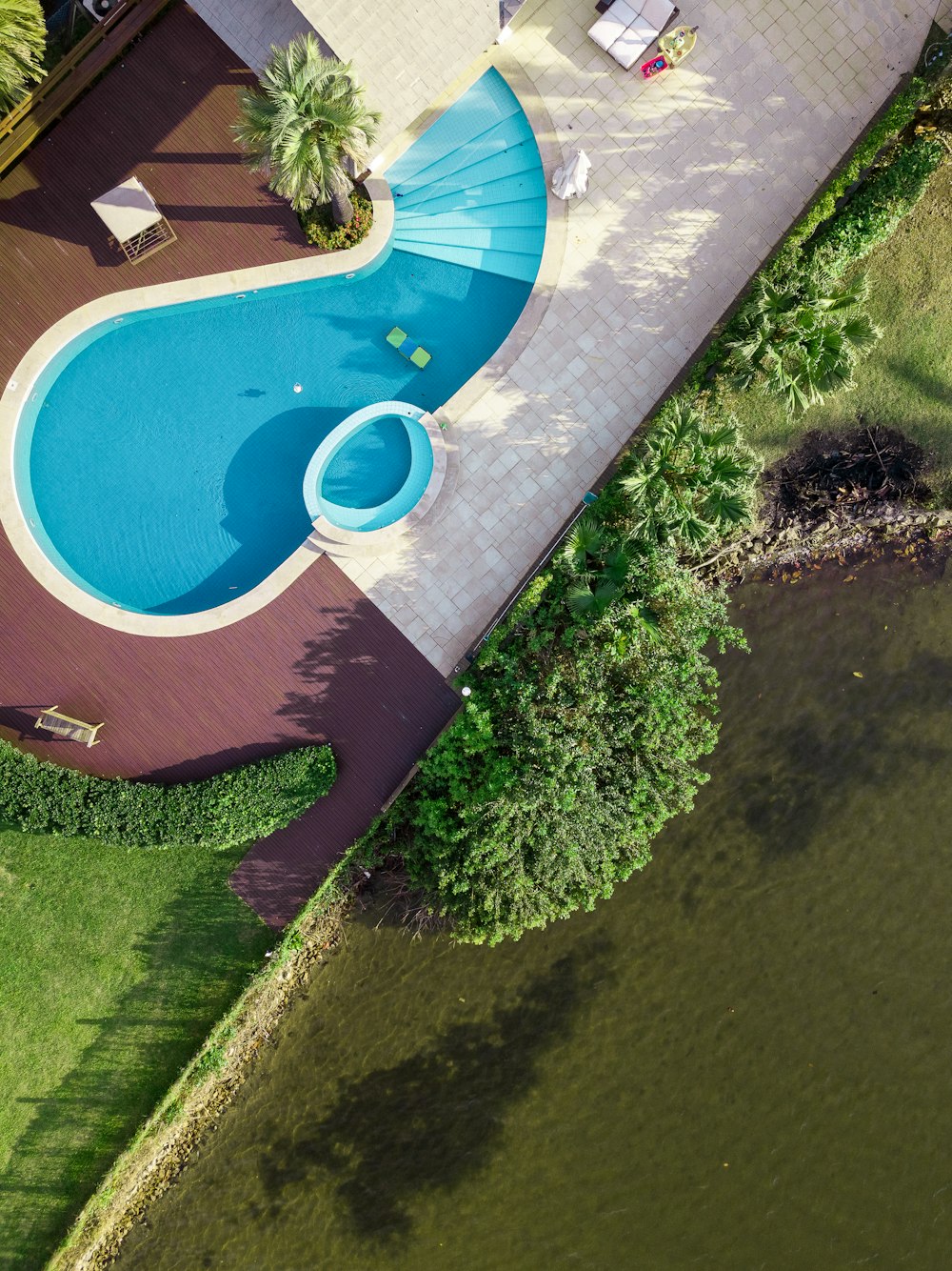 aerial photography of swimming pool