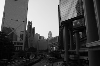 An urban landscape photograph capturing city life.