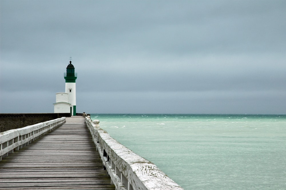 white and green lighthouse