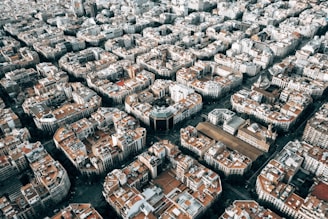 aerial photo of brown and white city buildings