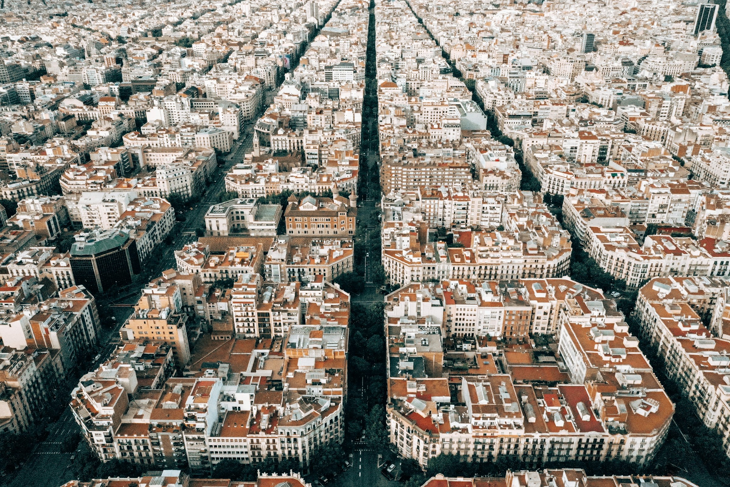 brown buildings lot