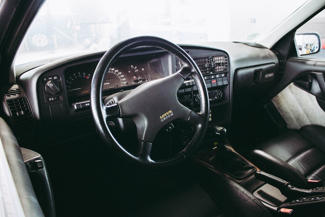 black car steering wheel photo