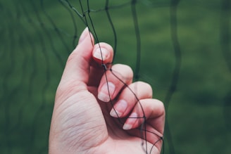Hands gently washing a netique mosquito net, highlighting its washable quality.