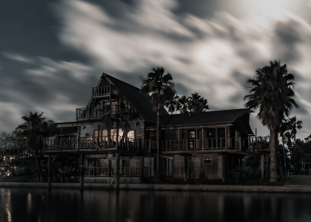 black wooden mansion