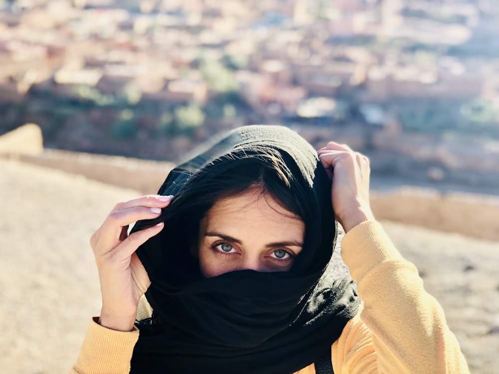 women's black hijab scarf