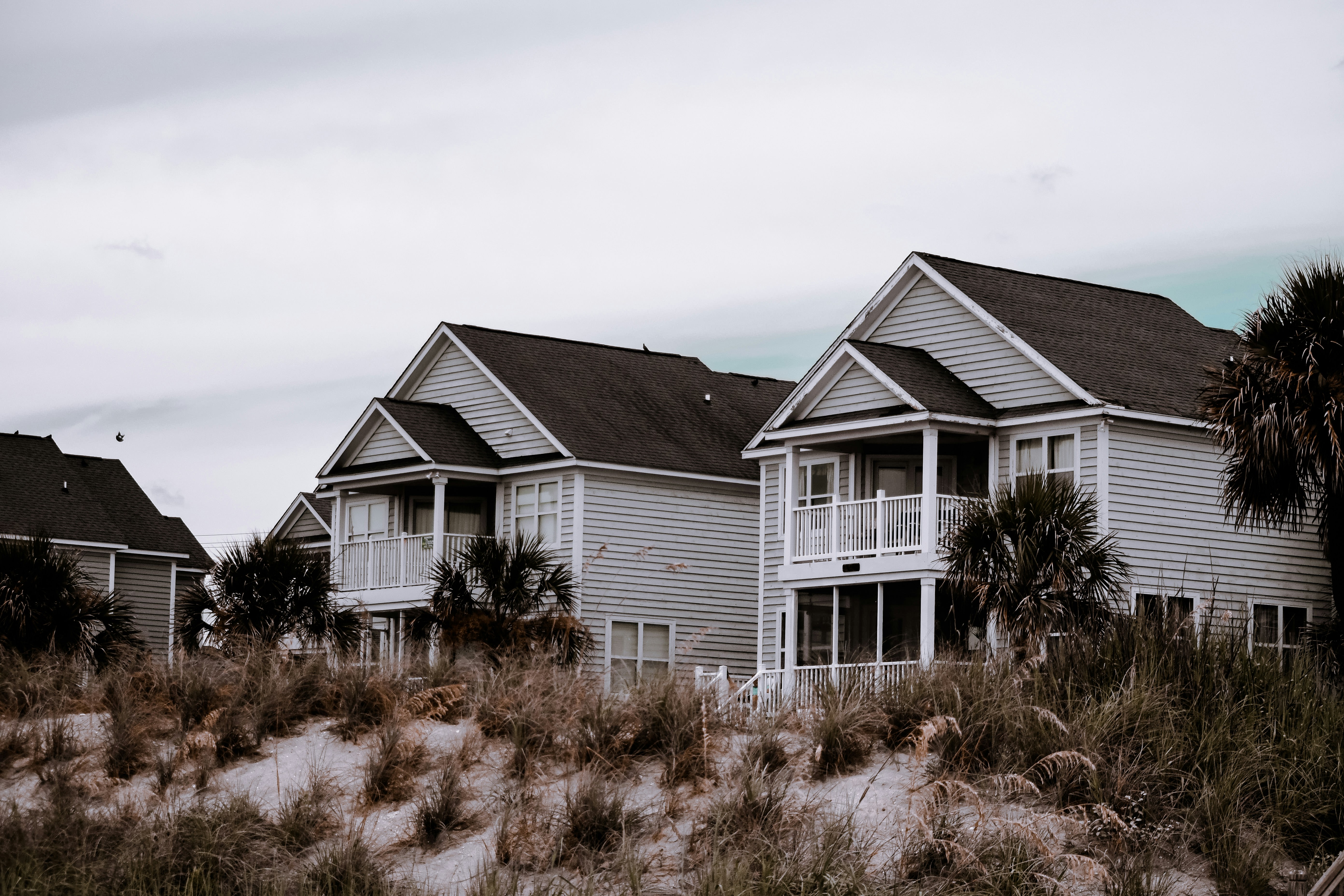 white-and-gray houses