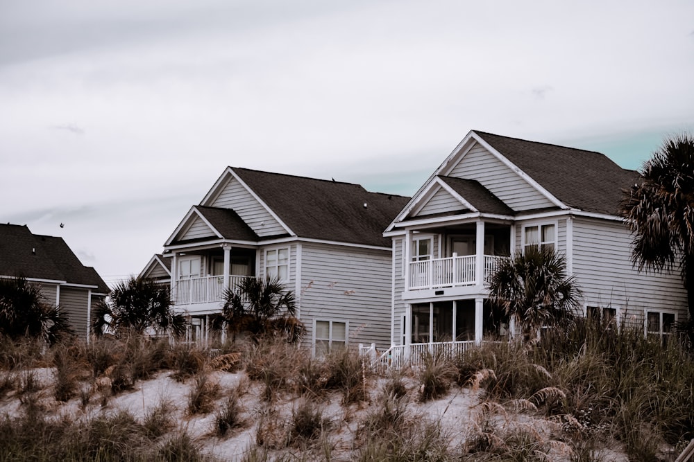 white-and-gray houses