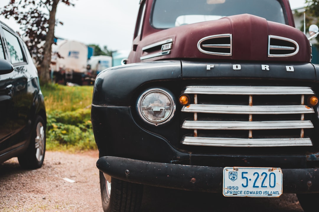 red and black Ford vehicle park