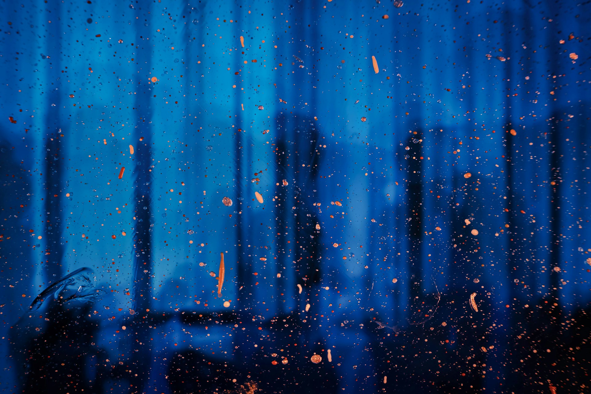 a window with rain drops on the glass