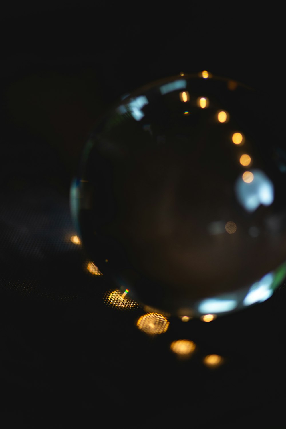 glass sphere in closeup photo