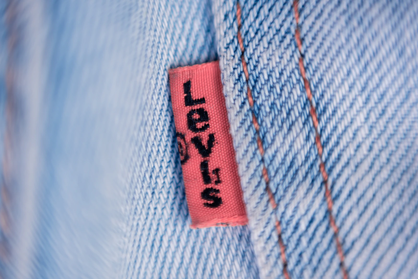 Levi's red tab macro on light denim