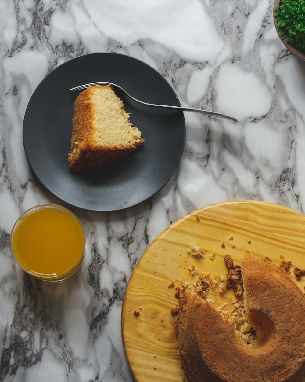 sliced cake on plate