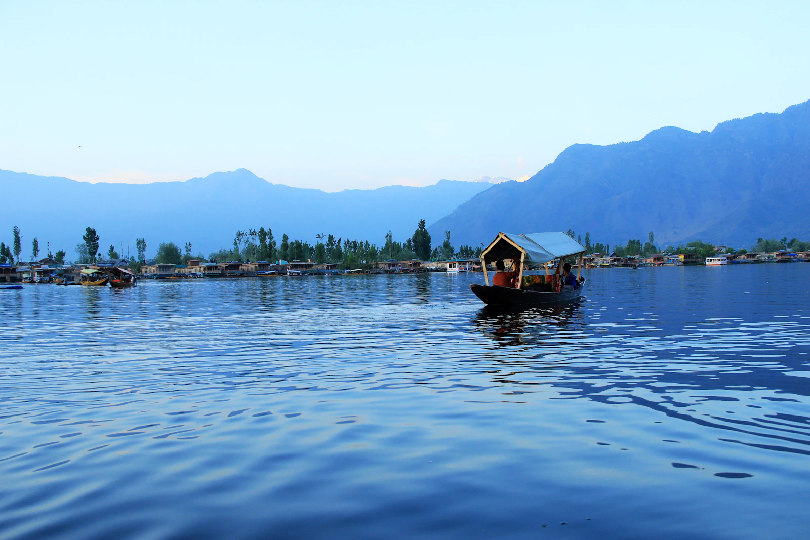 Traditional Shikara boats on Dal Lake, Srinagar