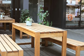 brown wooden dining table