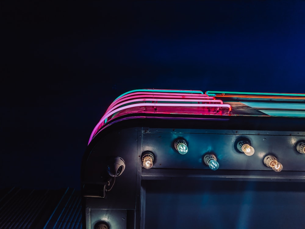 a close up of a bus with a lot of lights on it