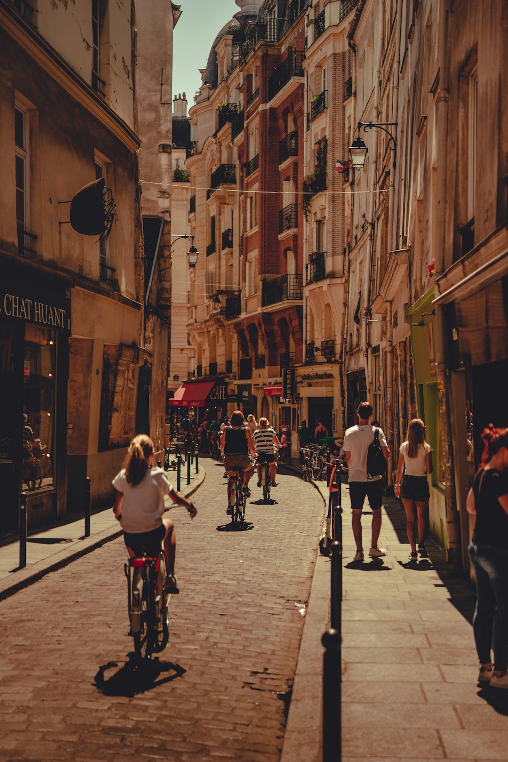 people walking on streets beside buildings