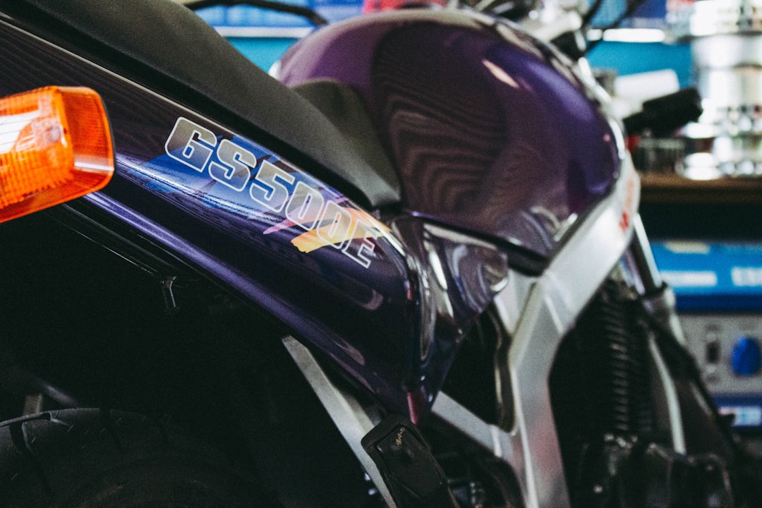 purple and gray sport bike