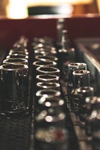 a close up of a bunch of metal objects