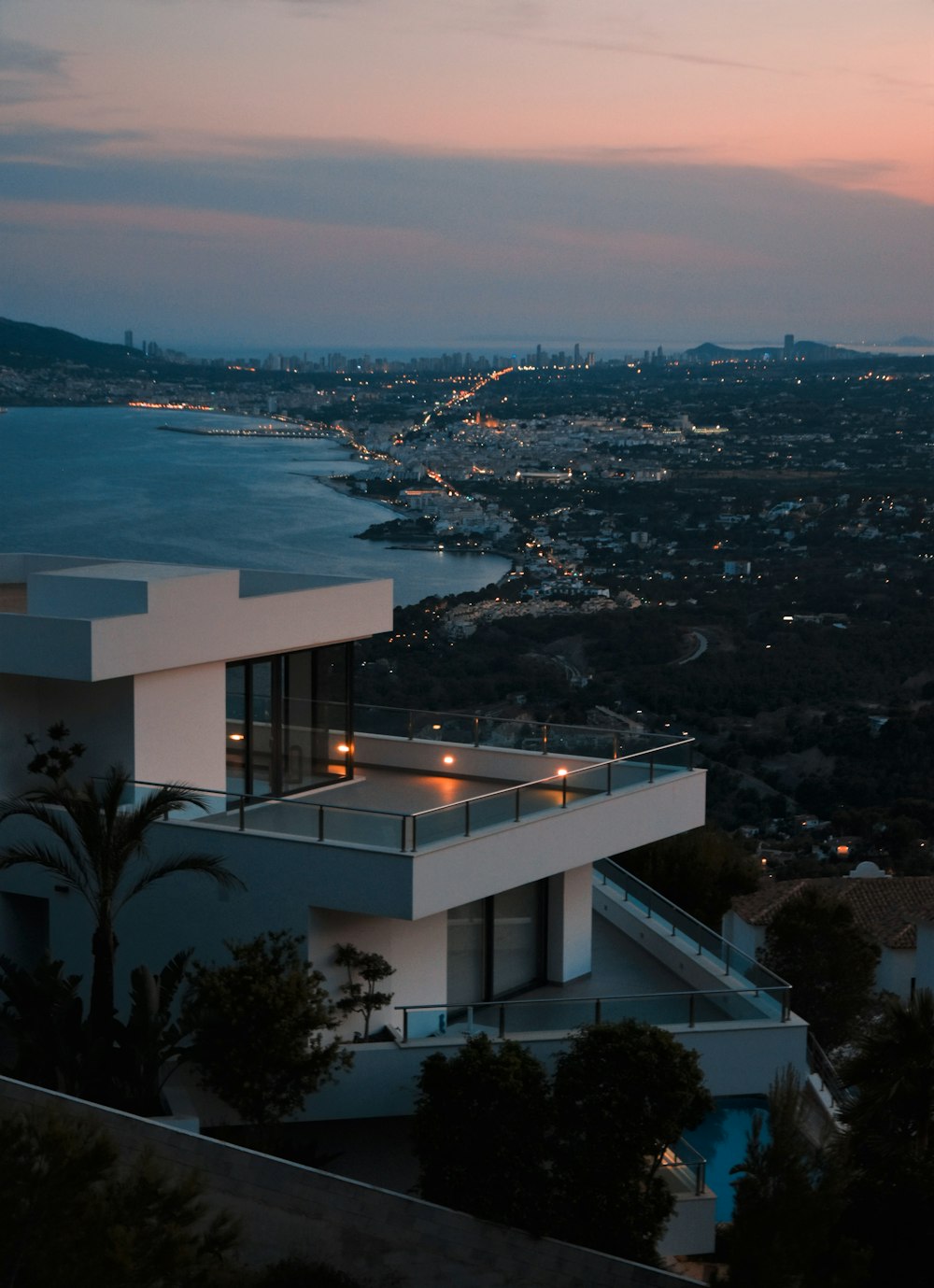 top view of white concrete house