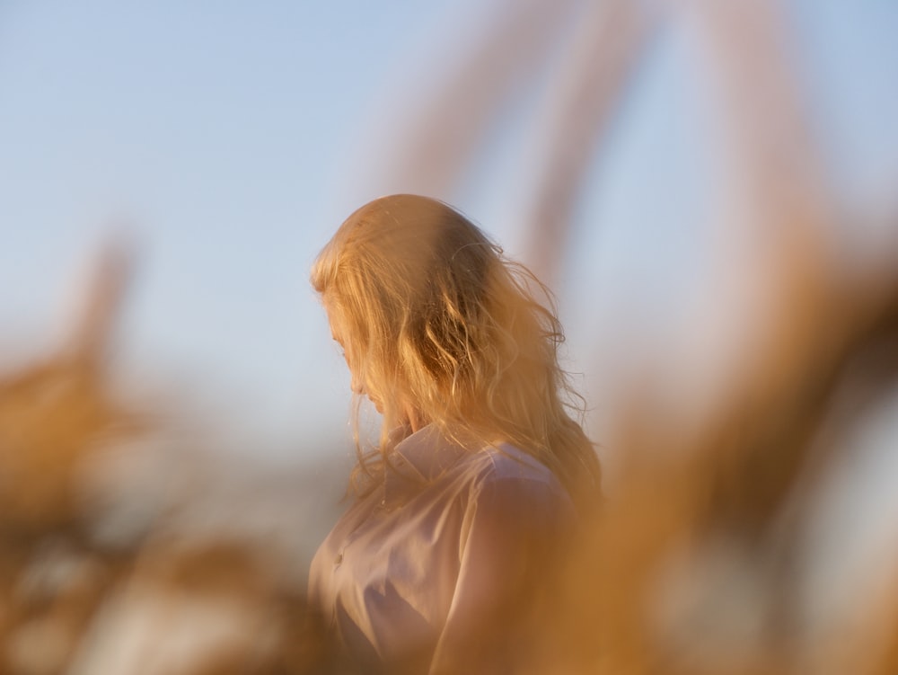 woman looking downward