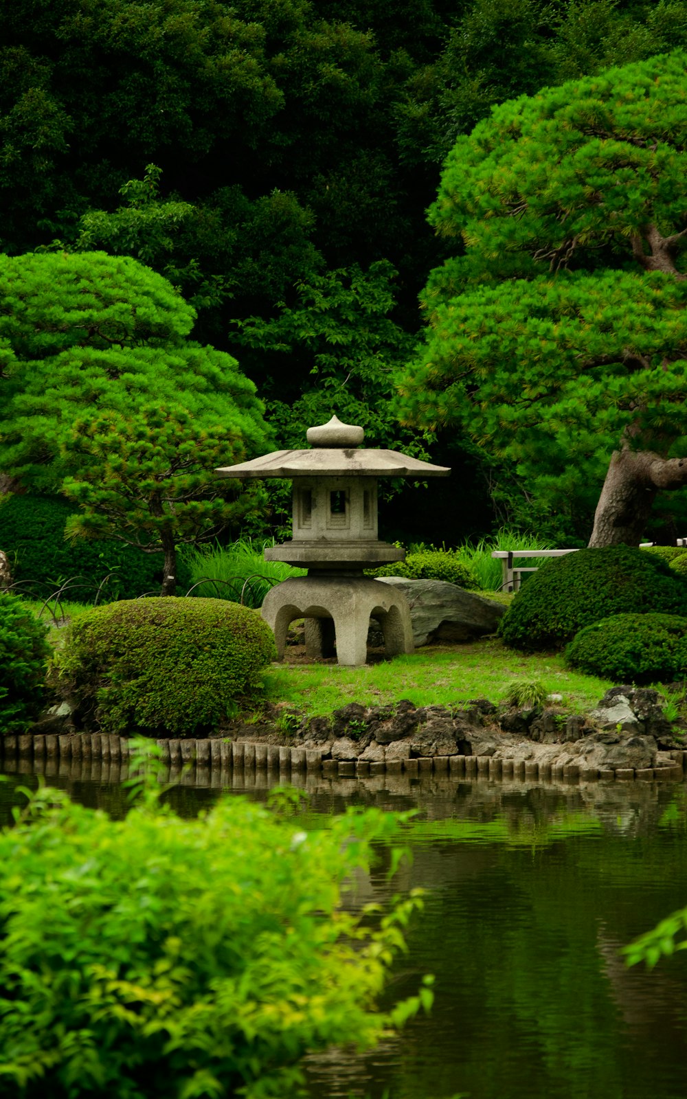 shrine on pond