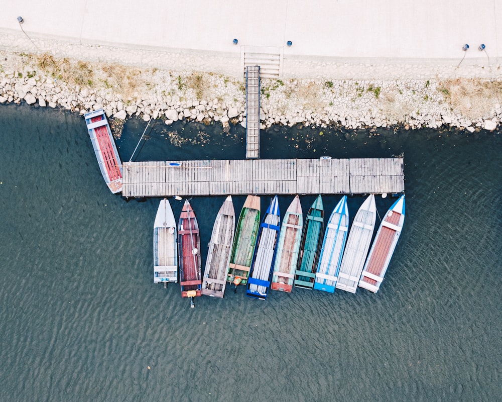 aerial photography of multicolored boats