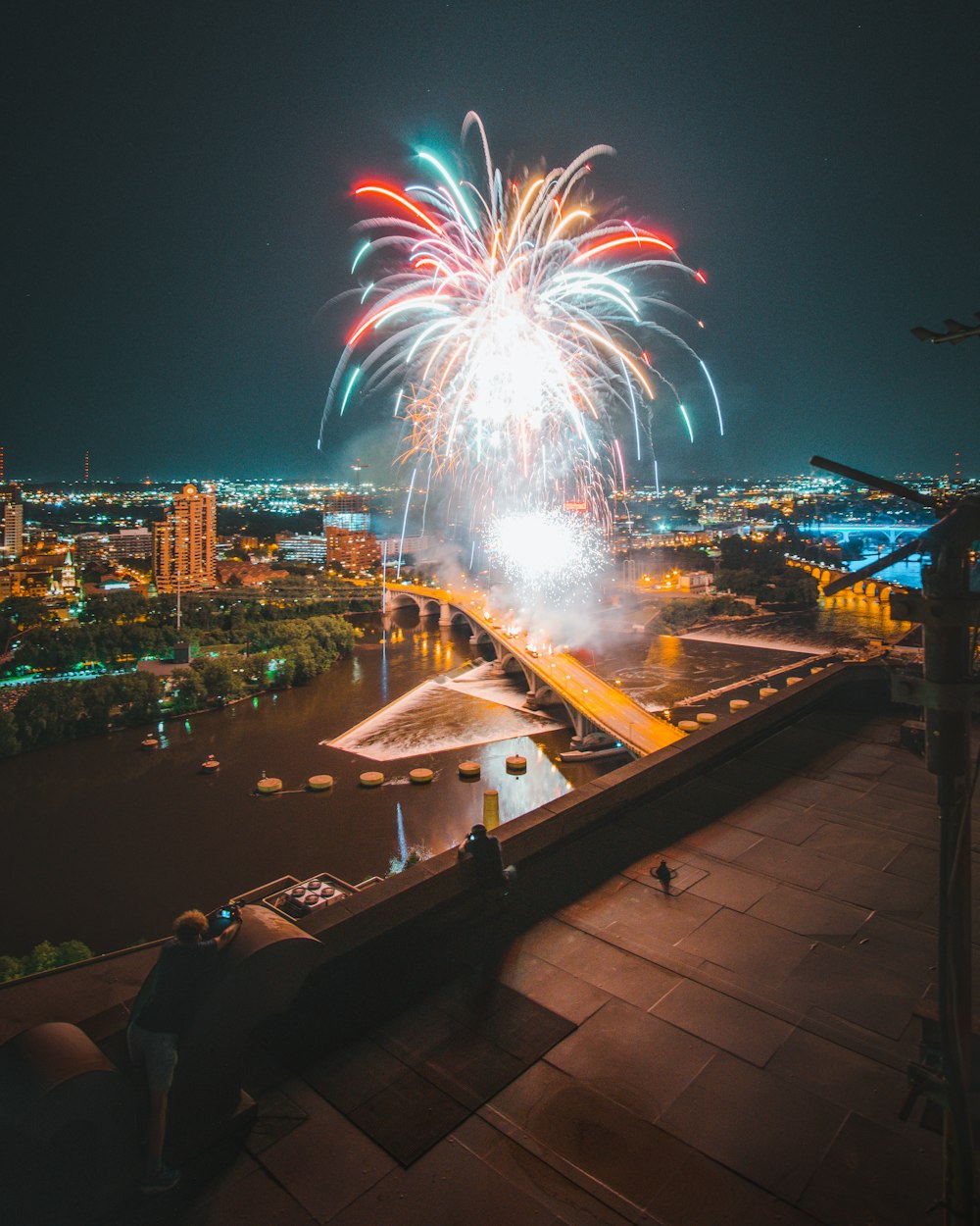 multicolored fireworks at night