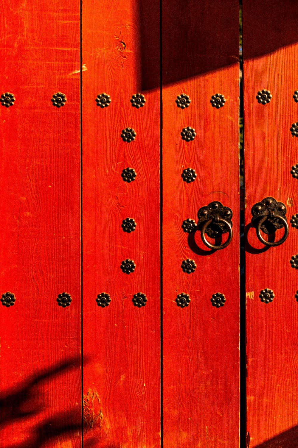 red wooden gate