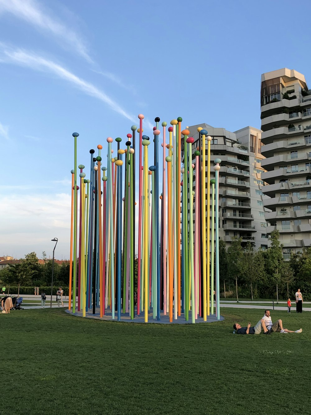 multicolored pillars at the park