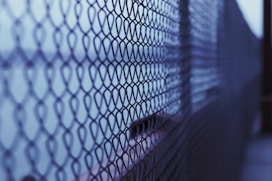 grey metal link fence