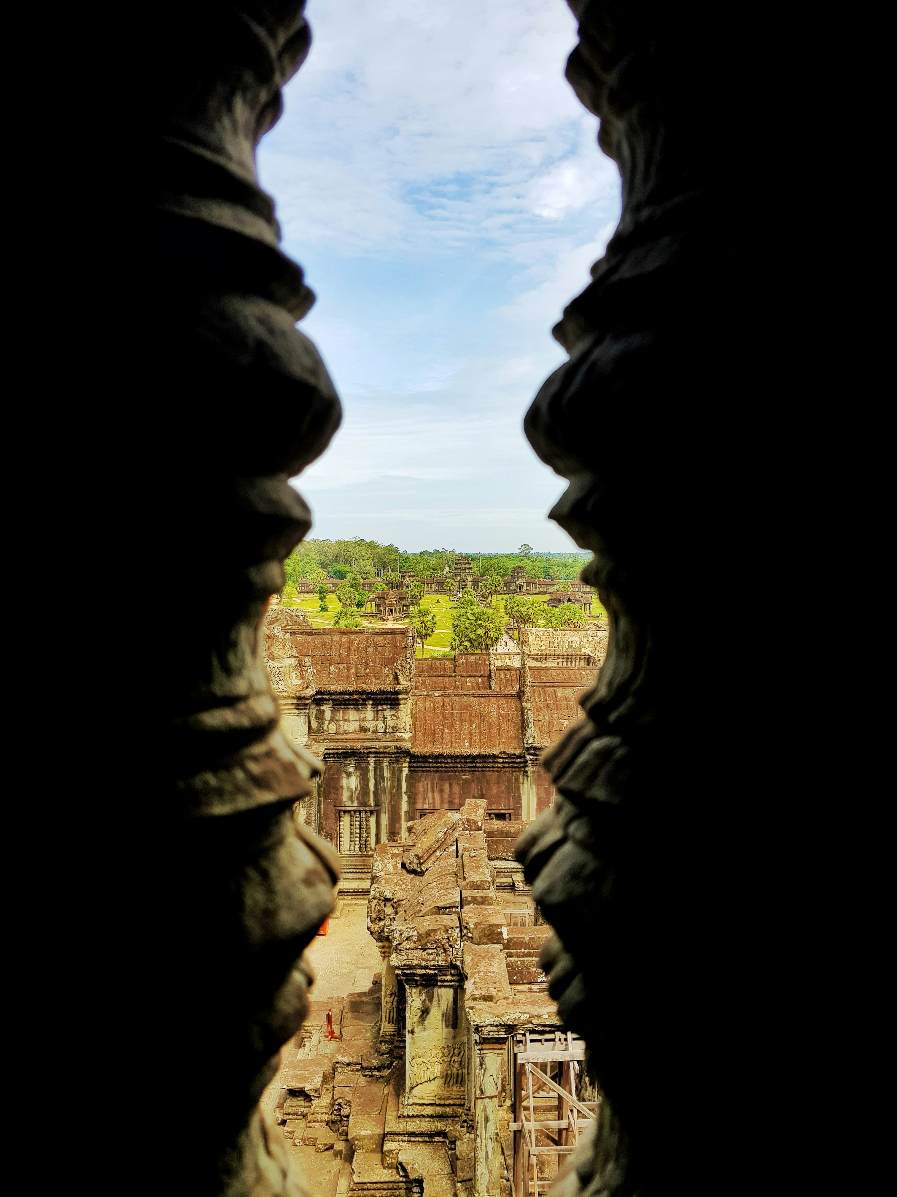 a view of a city through a window