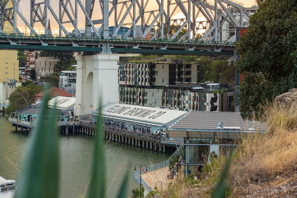 grey metal framed bridge