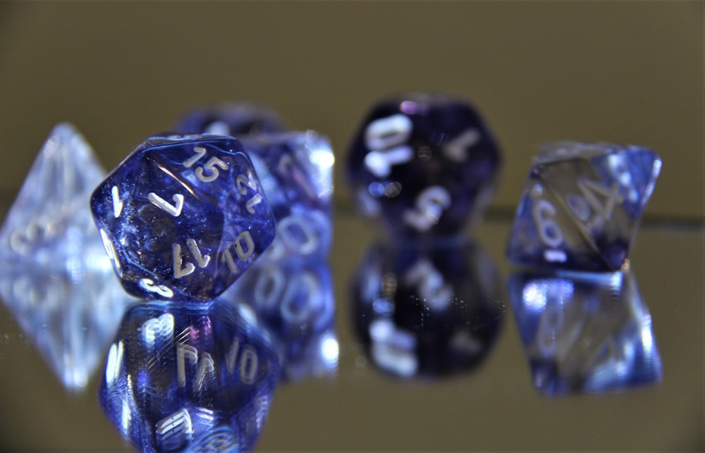 blue and clear gemstones